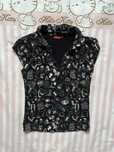 Czarna koszulka polo bluzka z wzorkami Deep S/M 36/38