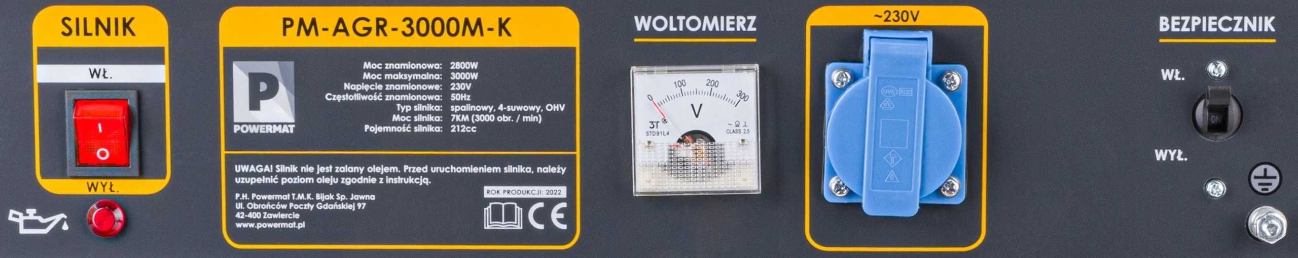 Agregat PRĄDOTWÓRCZY Generator 3000W 230V AVR Koła PM-AGR-3000M-K