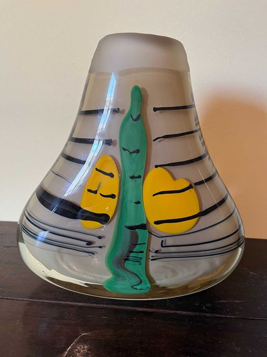 Vaso Decorativo em Vidro Artístico Pintado à Mão – 27 cm