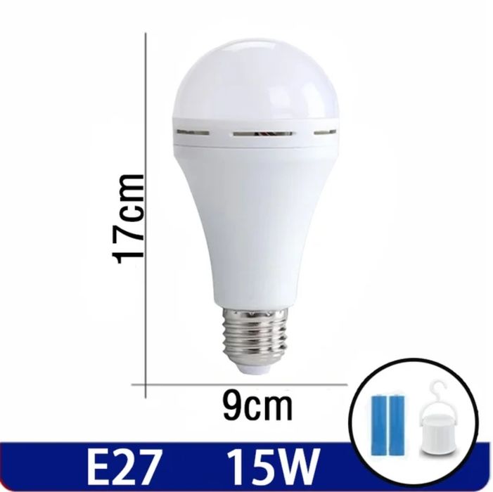 Яркая Led лампа светильник Е27 15W аккумулятор с 3 режимами яркости