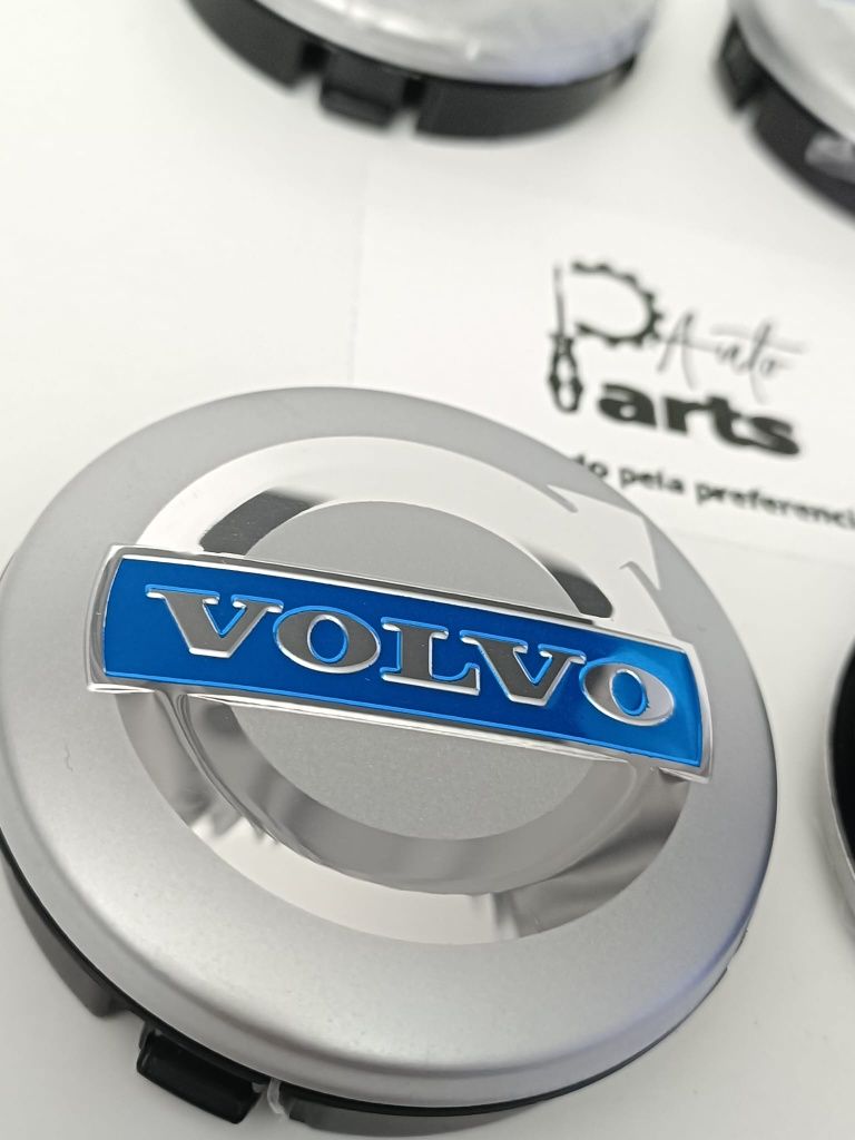Conjunto 4 Centros de jante Volvo 64mm (Metalizado/Azul)