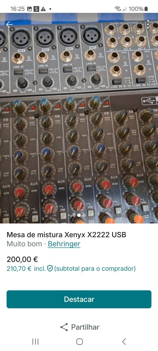 Mesa de mistura Xenyx X2222 USB Behringer