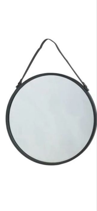 Inspire Lustro Okrągłe Barbier Na Pasku Czarne Śr. 55 Cm 104454