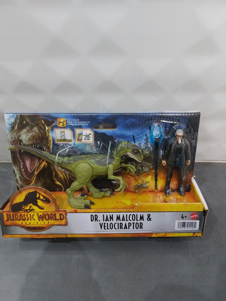 Figurka dinozaur Dr.Ian Malcolm&Velociraptor Jurassic World dominion