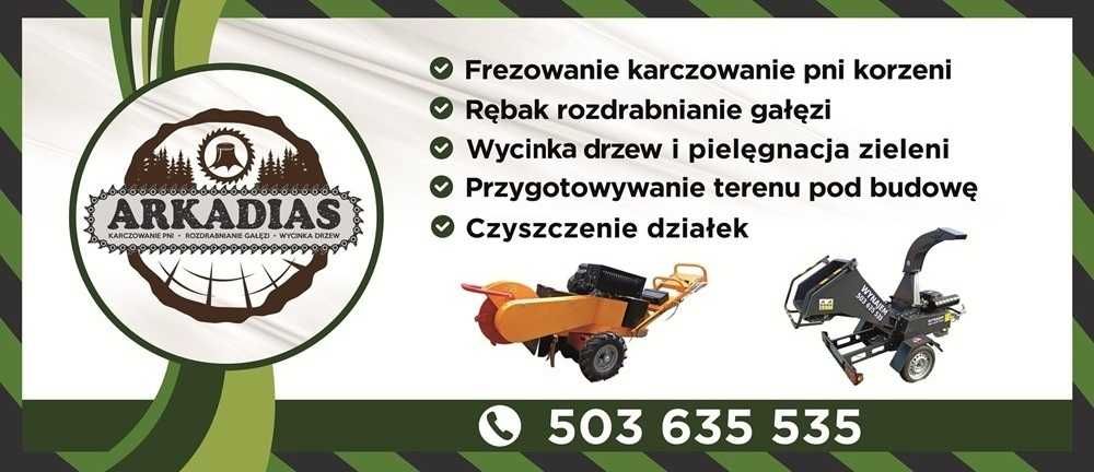 Wynajem usługi rozdrabniacz rozdrabnianie rębak mielenie gałęzi zrębki