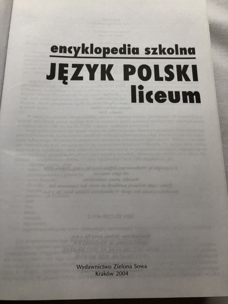 Encyklopedia szkolna język polski liceum Agnieszka Krawczyk,