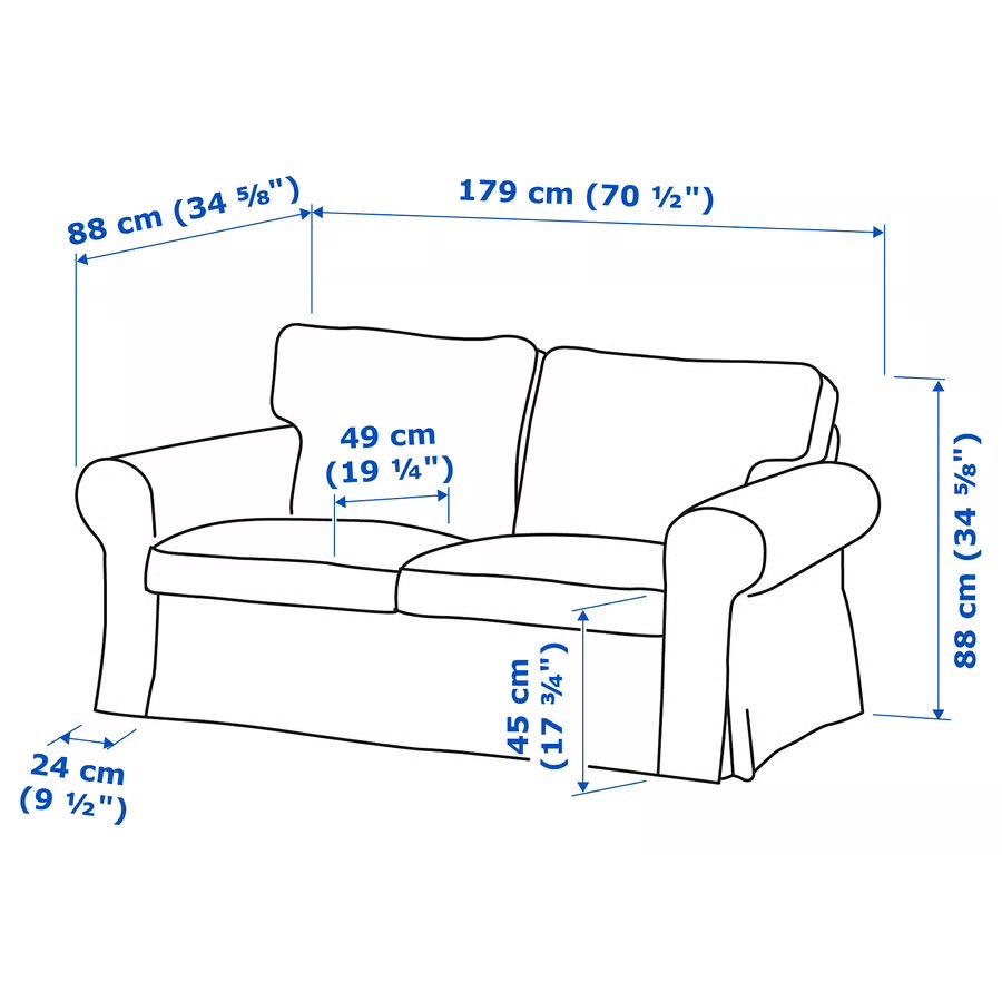 Sofa 2 osobowa szara ikea ektorp