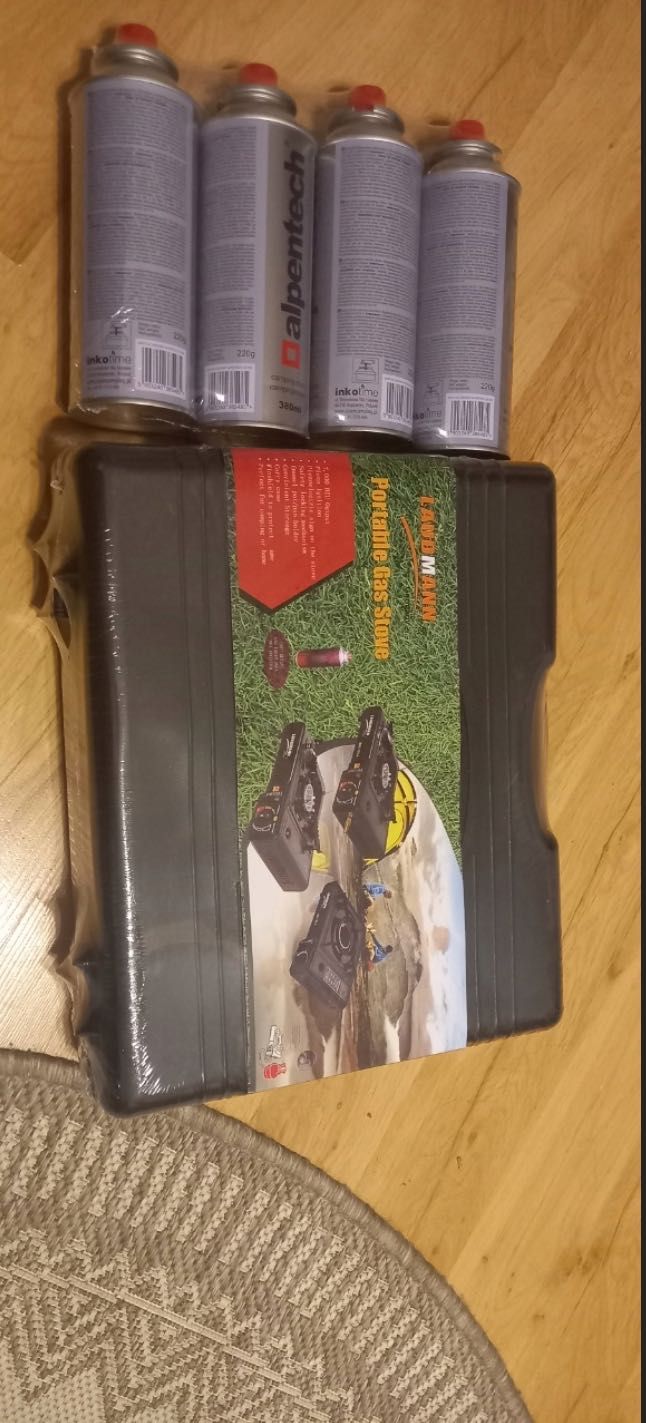ZESTAW KUCHENKA Gazowa Turystyczne Przenośna 4x Gaz Kartusze Adapter