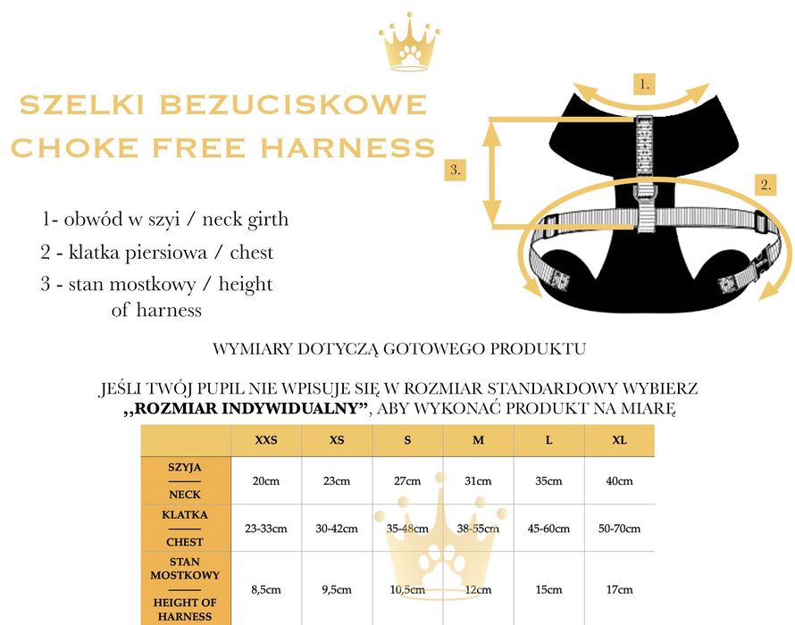 Royal Puppy Ferline szelki bezuciskowe M + smycz