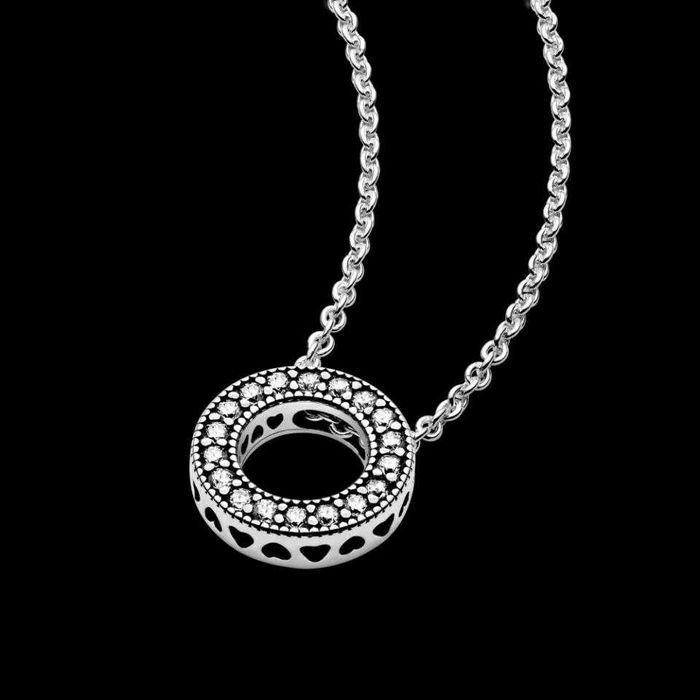 Срібна підвіска Pandora паве. Кольє,кулон,ланцюжок пандора.