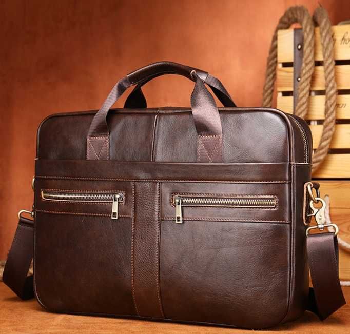 Skórzana męska retro torba biznesowa teczka na laptopa dokume ttst1548