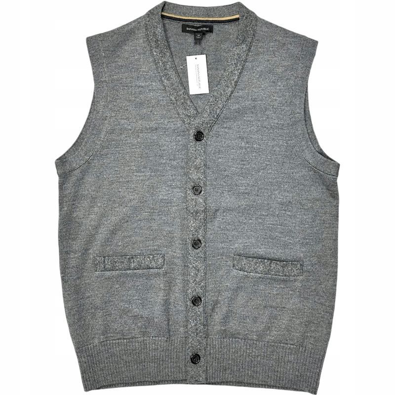 Banana Republic Wełniana Kamizelka Męska Merino Wool na Guziki r. M