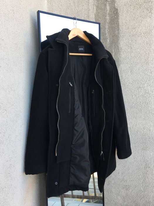 Полупальто черное шерсть кашемир Hugo Boss