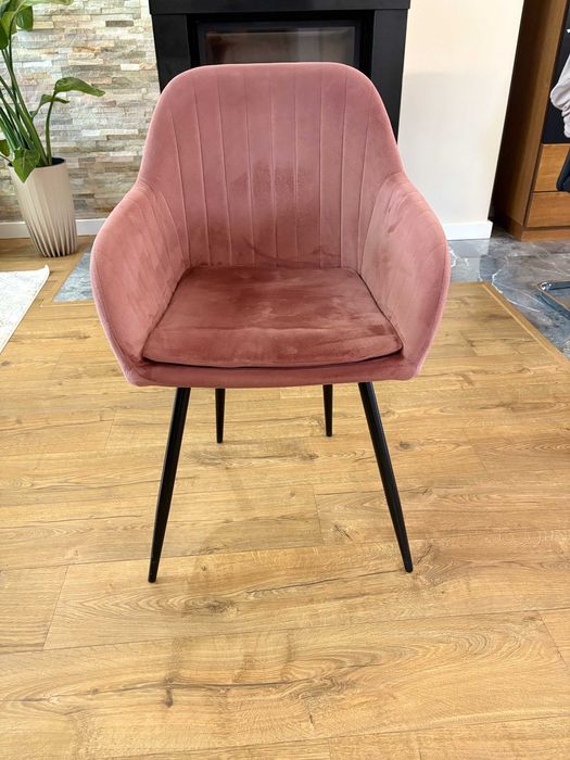 Krzesło tapicerowane welurowe, fotel salon, jadalnia