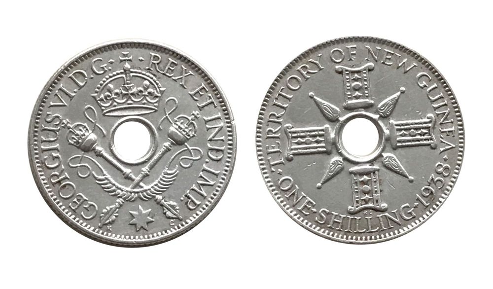 New Guinea 1 shilling 1938, srebrо (5.37 grams) 0.925