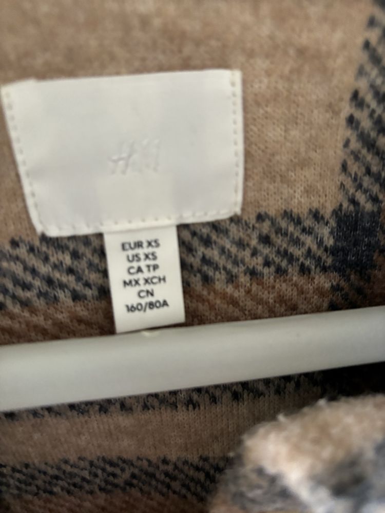 H&M kurtka koszulowa XS S jesienna brązowa beżowa