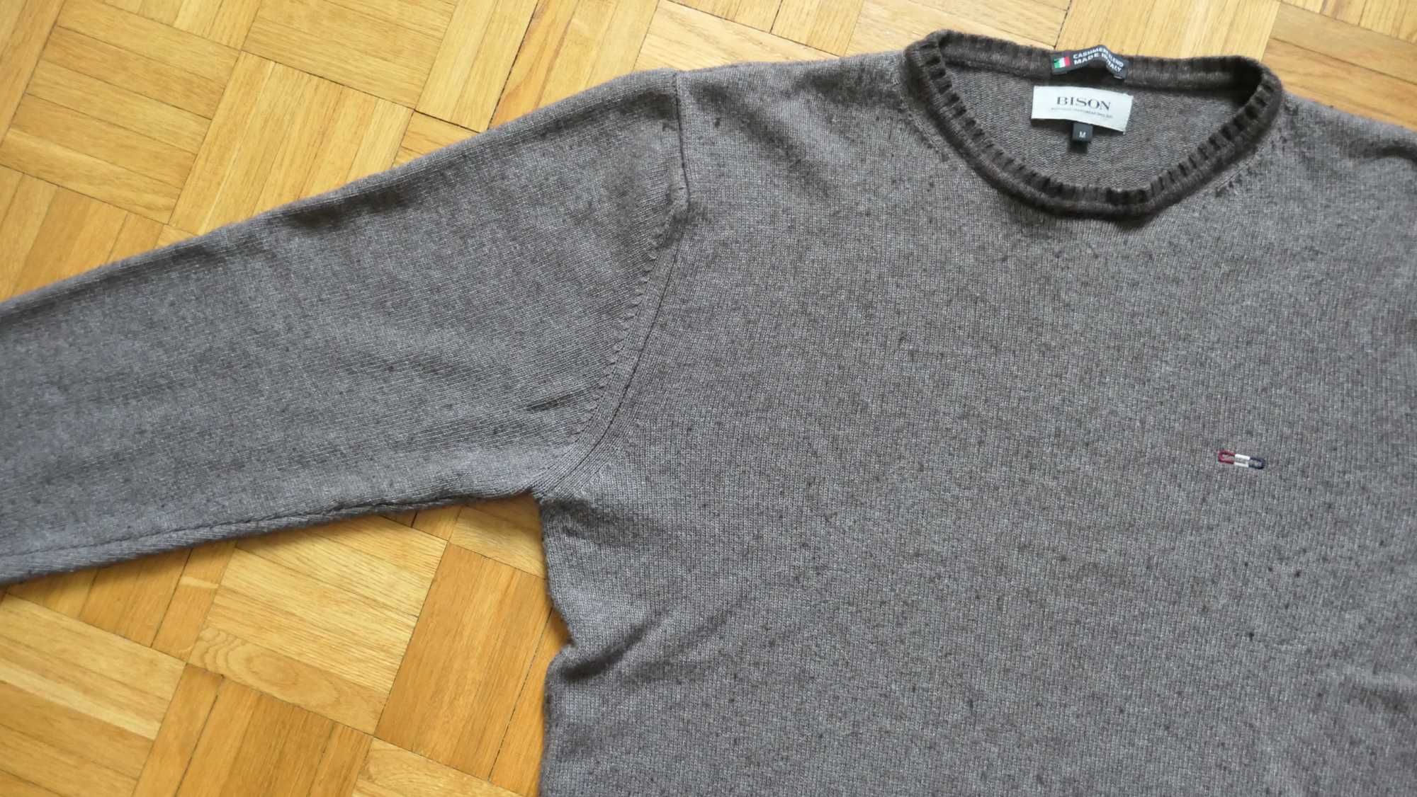 Sweter longsleeve męski BISON z dodatkiem kaszmiru made in Italy