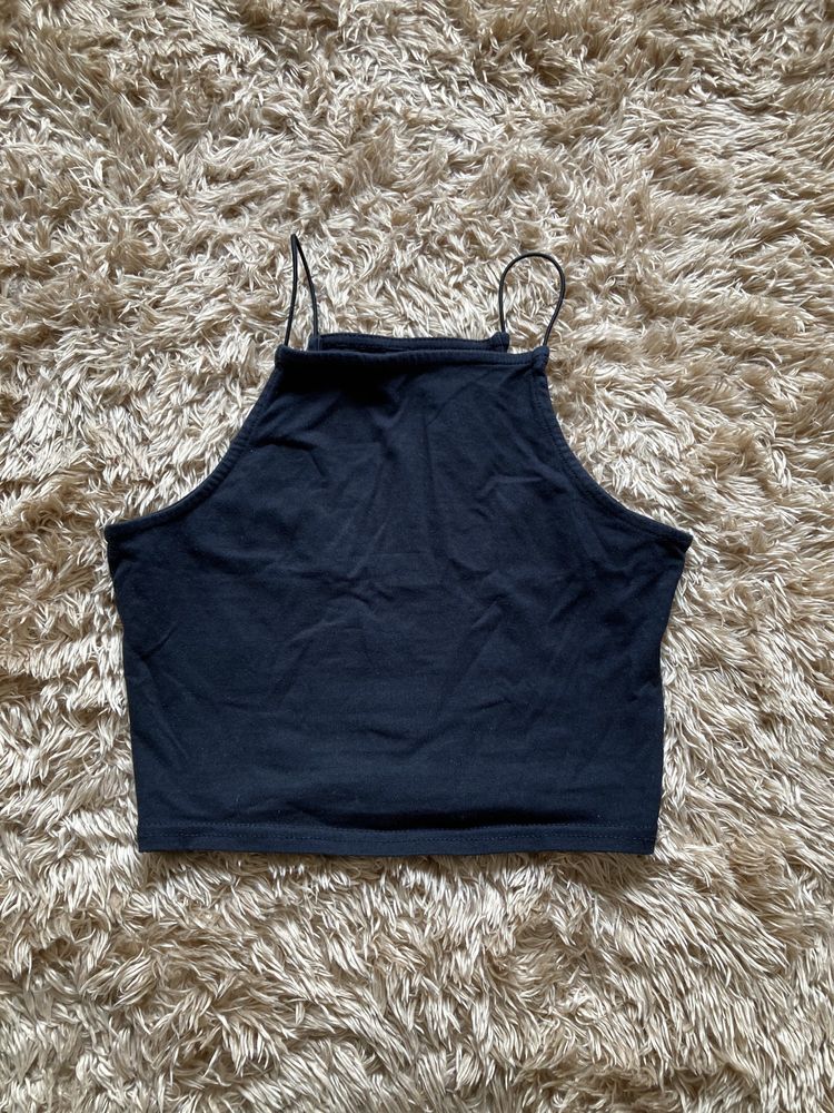 Czarny krótki crop top XXS 32 xs 34 new look basic jednolity