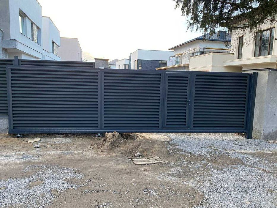 Сучасні металеві відкатні ворота— ВИГОТОВЛЕННЯ та МОНТАЖ!