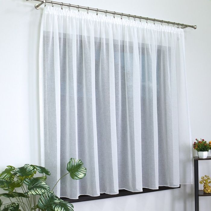 Firanka batyst gotowa na taśmie z ołowianką 400x160 cm biała