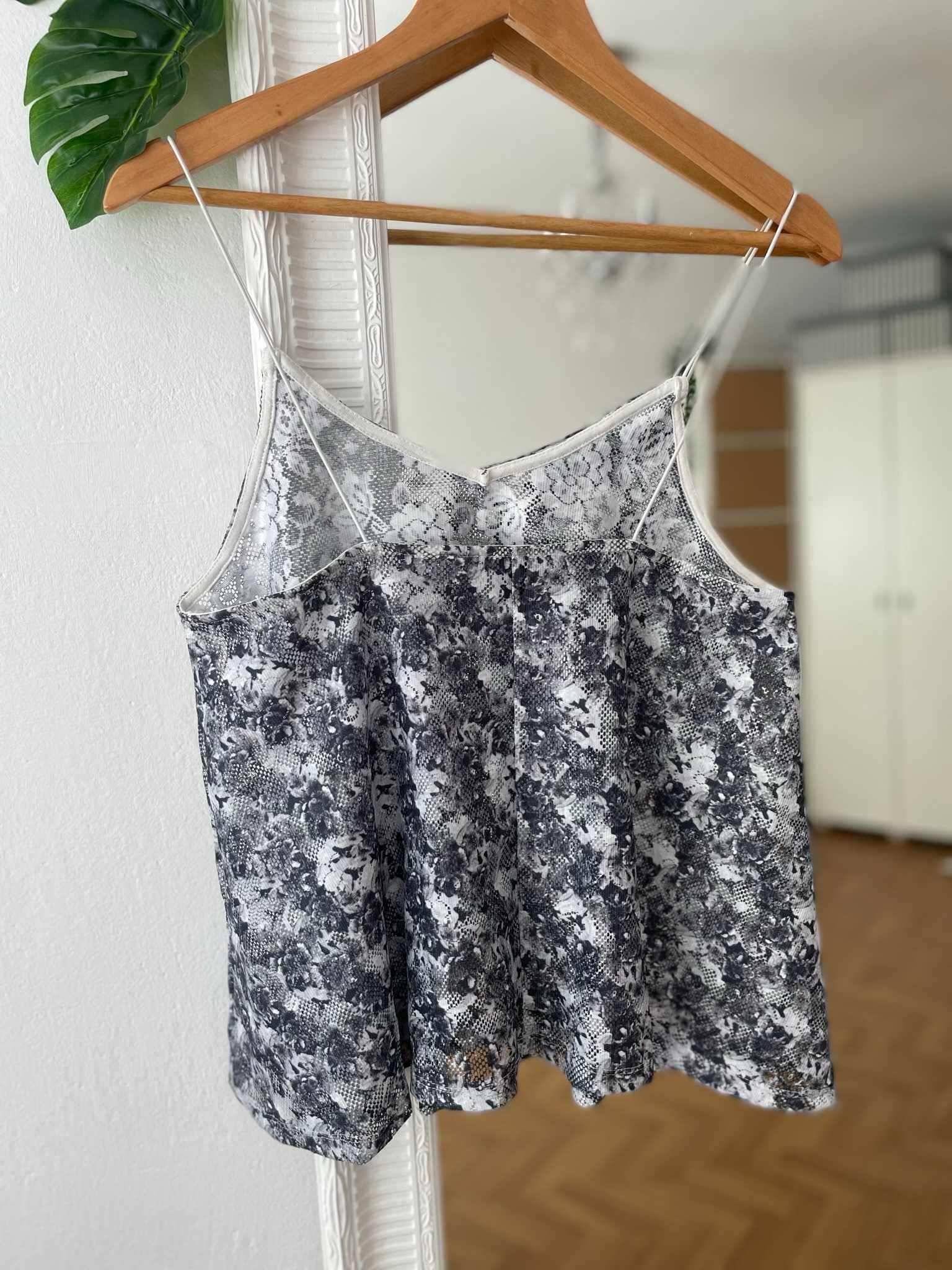 Asos top szary biały koronkowy na ramiączkach boho letni y2k M 38