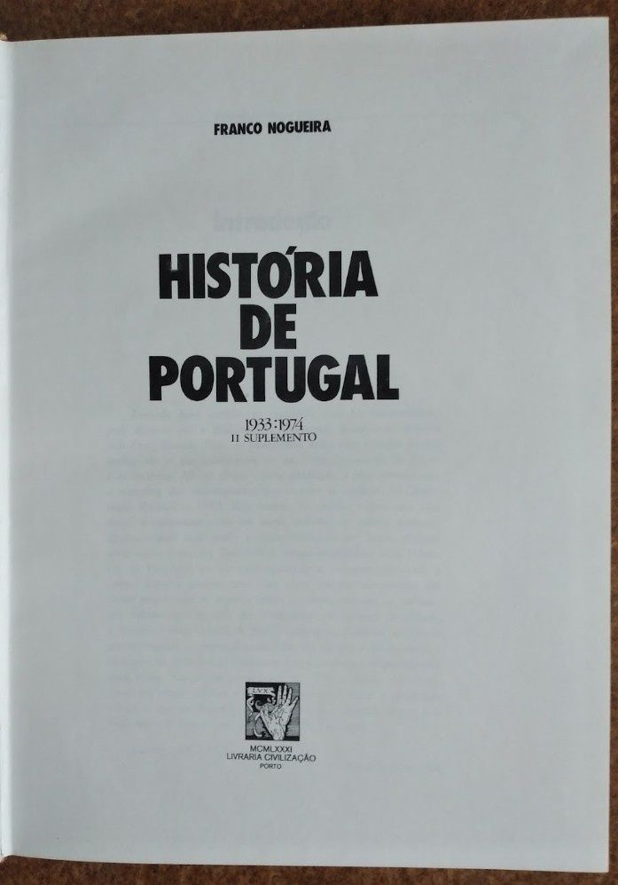 História de Portugal Damião Peres - II Suplemento Franco Nogueira