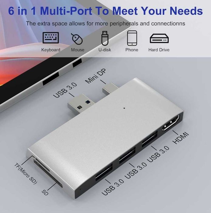 Функціональна док-станція 6 в 1 для Surface Pro 6/5/4. Нова.