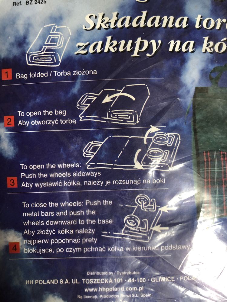 Składana torba na zakupy na kółkach