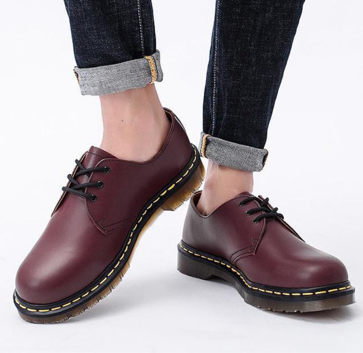 Półbuty glany klasyczne eleganckie bordowe derby jak martensy