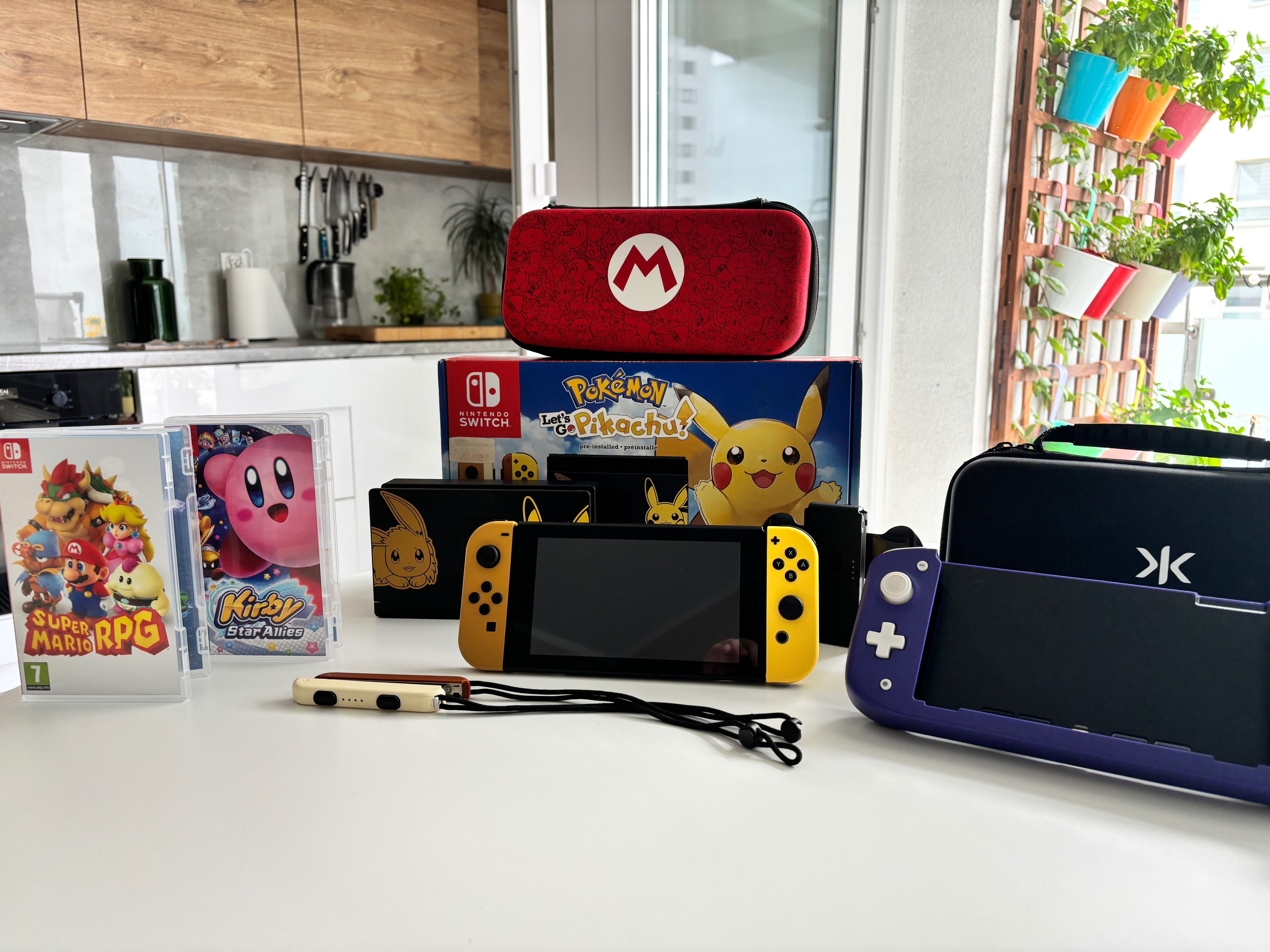 Nintendo Switch Let's Go Pikachu & Eevee Edition + Gry + Nitro Deck