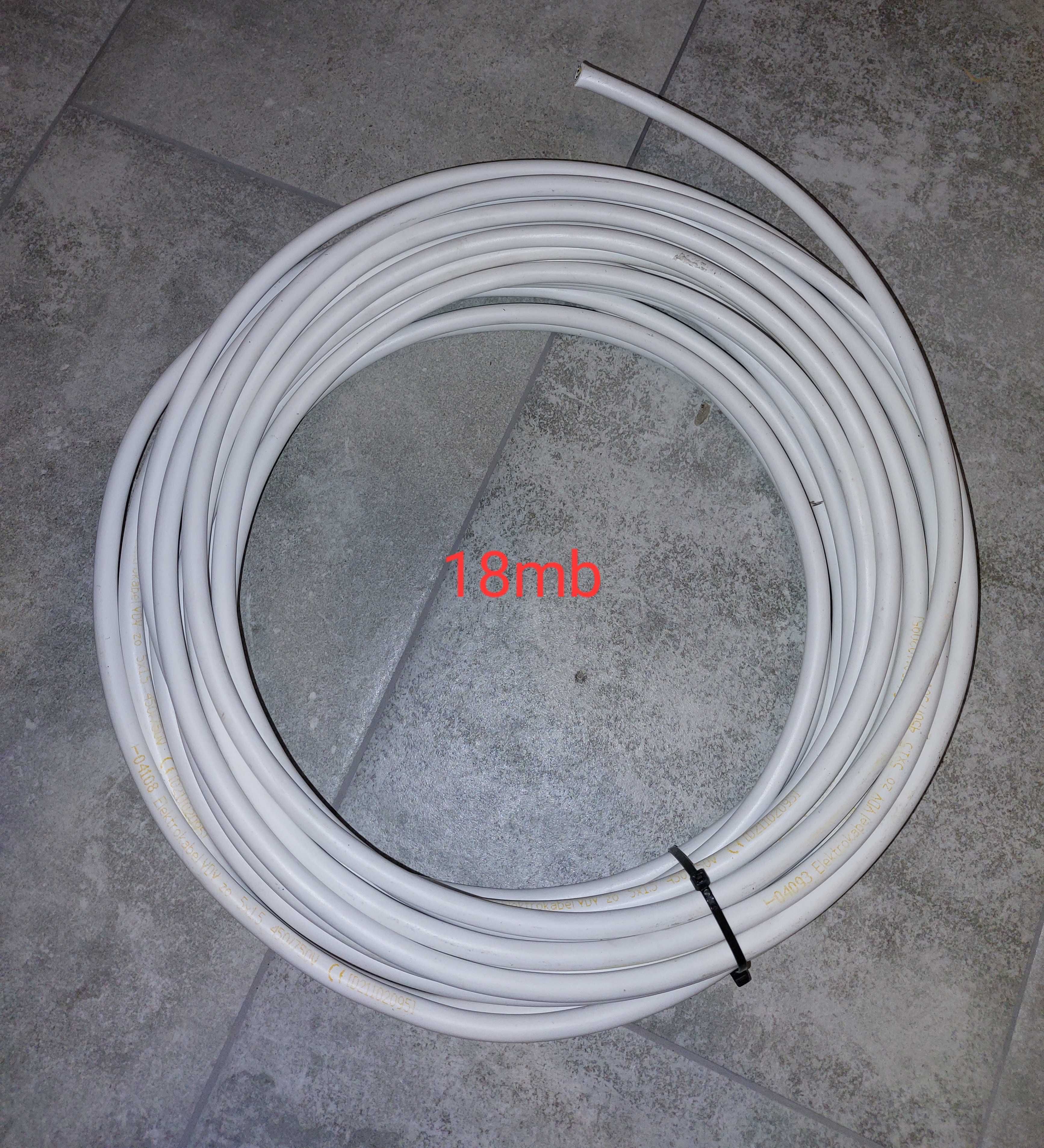 Sprzedam kabel elektrokabel ydy 5x1,5 mm2 20mb gratis wtyczka 5p 16a.
