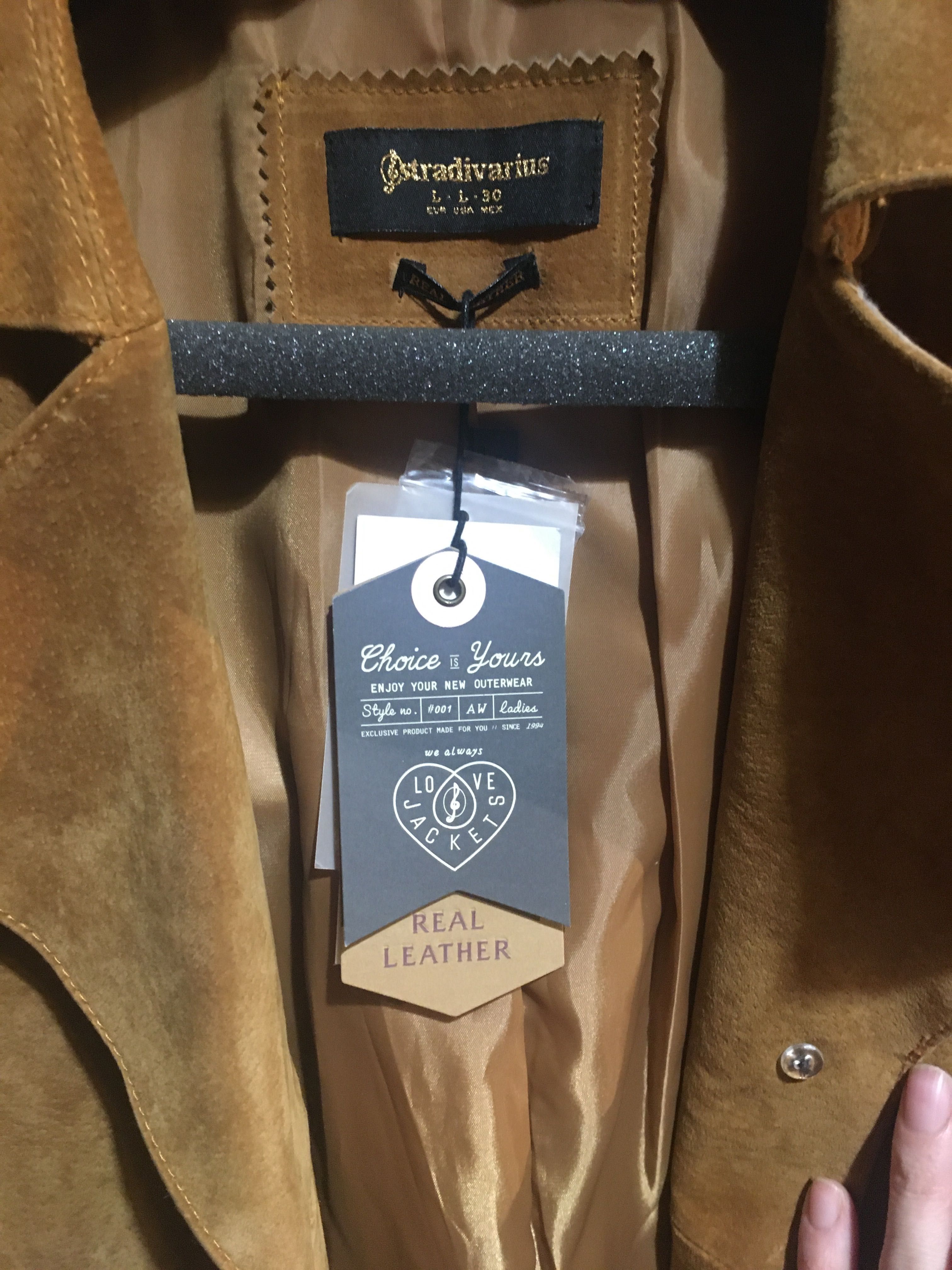 Płaszcz skórzany Stradivarius nowy camel brązowy L 40