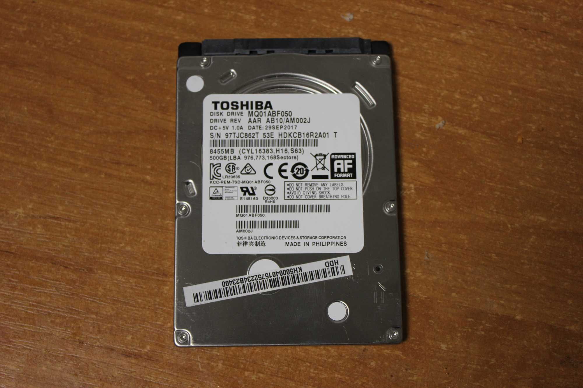 HDD Toshiba 500 GB 2.5" з пiд ноутбука (Пiдходить i для компьютера)