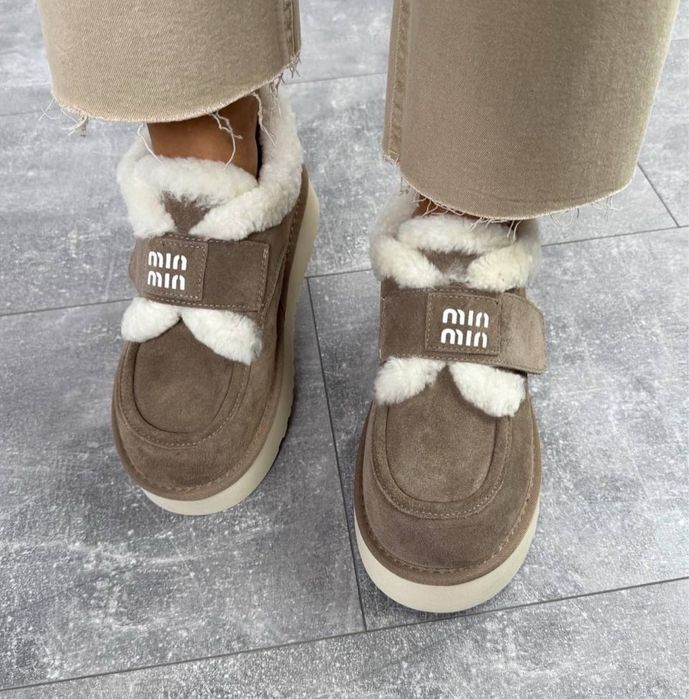 Угги короткі, натуральна замша та хутро