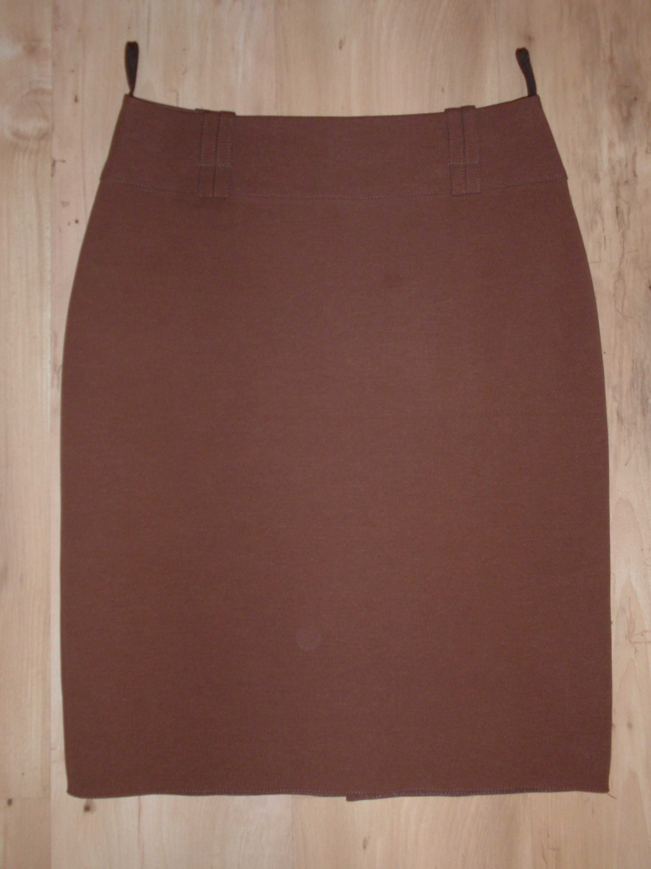 nowa brązowa spódnica na podszewce w pasie 72cm