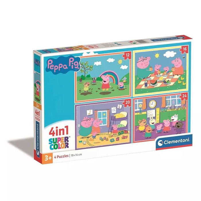 Puzzle Clementoni Peppa Pig SuperColor 4in1 4 puzzles 12+16+20+24 pcs