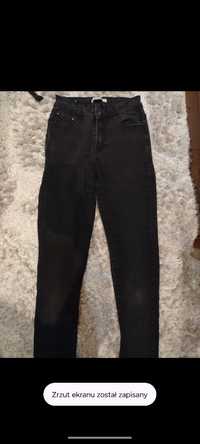 Czarne spodnie wysoki stan jeansy