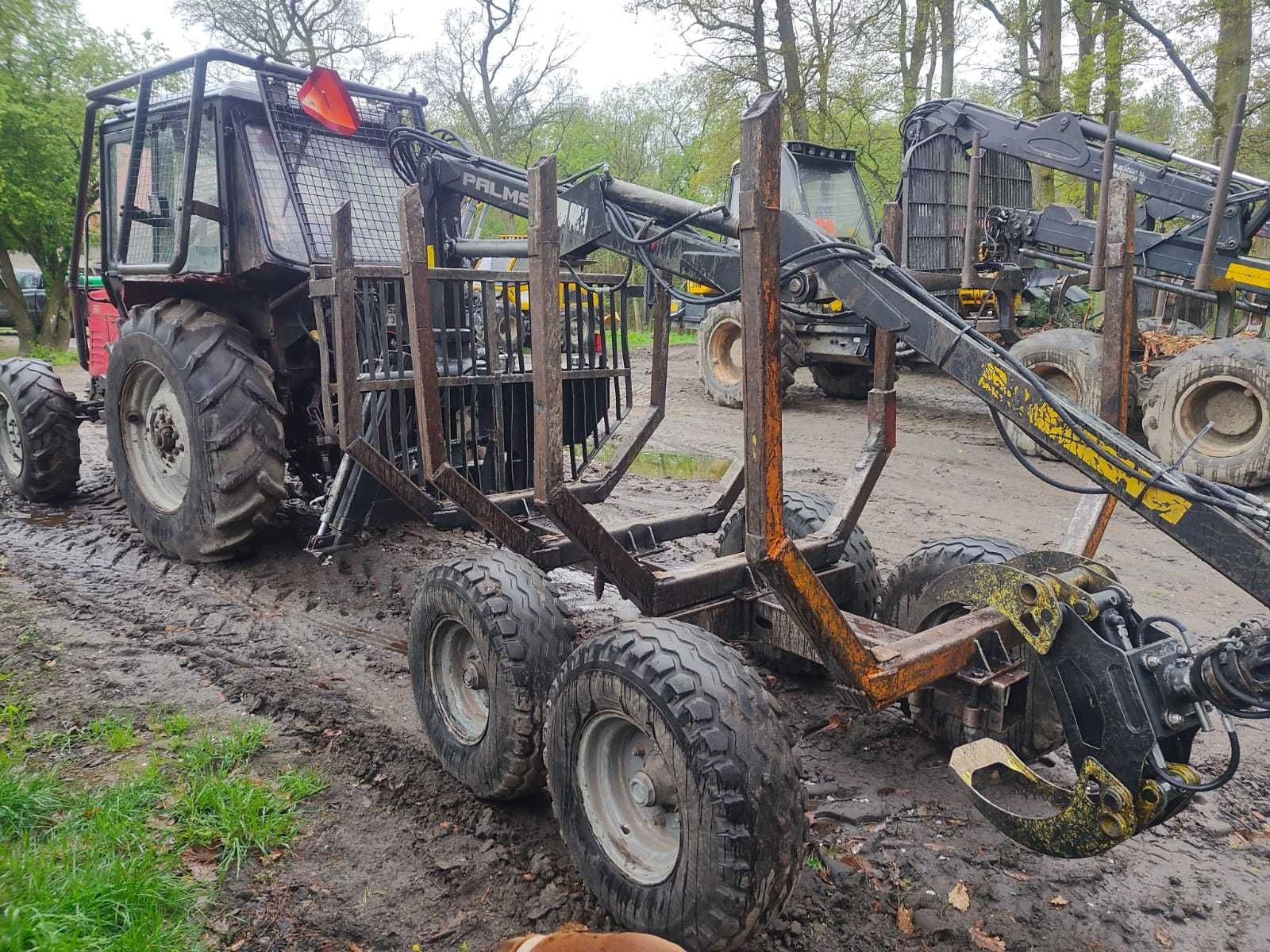 Ciągnik MTZ Belarus 820 z przyczepą zrywkową PALMS 71-410, 7 ton