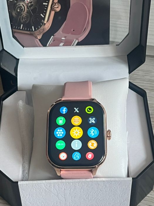 Elegancki smartwatch damski z funkcją rozmów – różowe złoto | LaxasFit