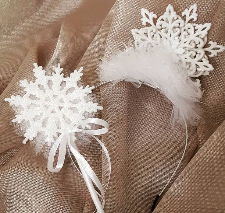 Обруч сніжинка ободок снежинка корона новорічна прикраса