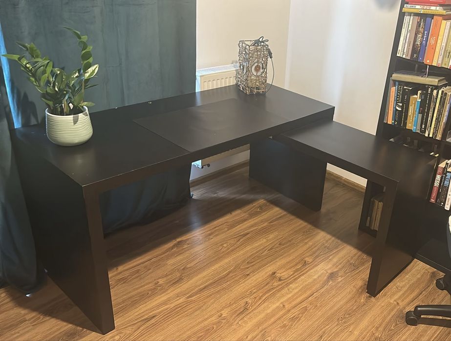 Biurko czarne Ikea z dostawka