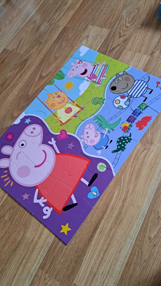 Puzzle świnka peppq duże puzzle 15 elementów. Dwustronne.