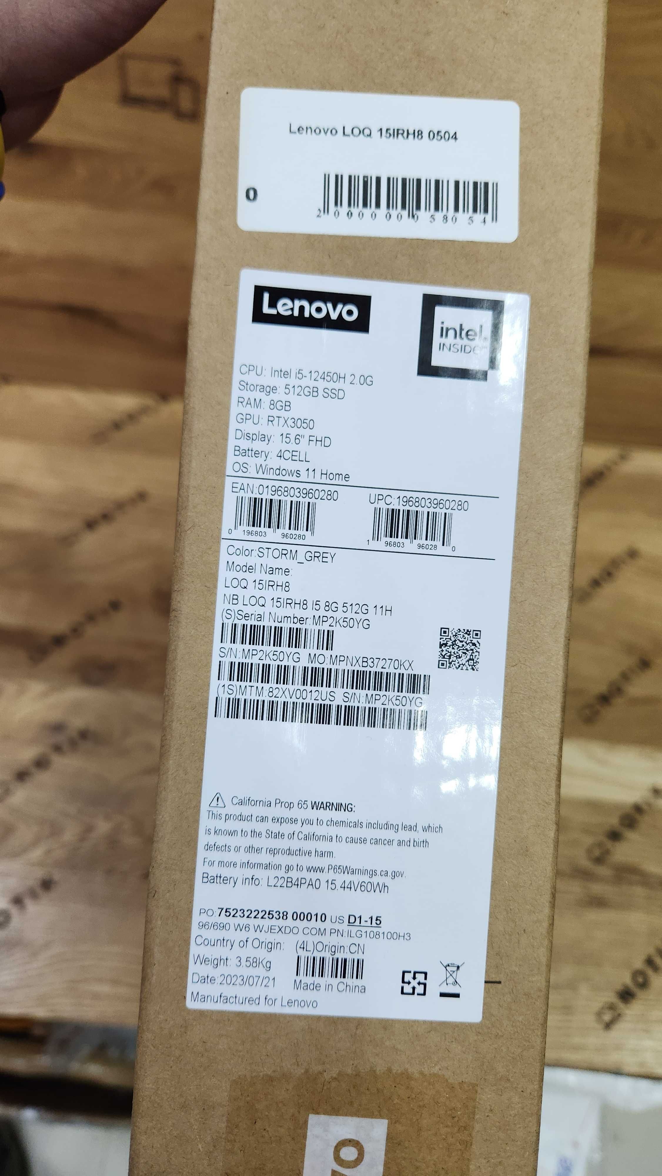 Lenovo LOQ 15IRH8 15  i5-12450H/16/512SSD/RT3050/FHD IPS (NEW)