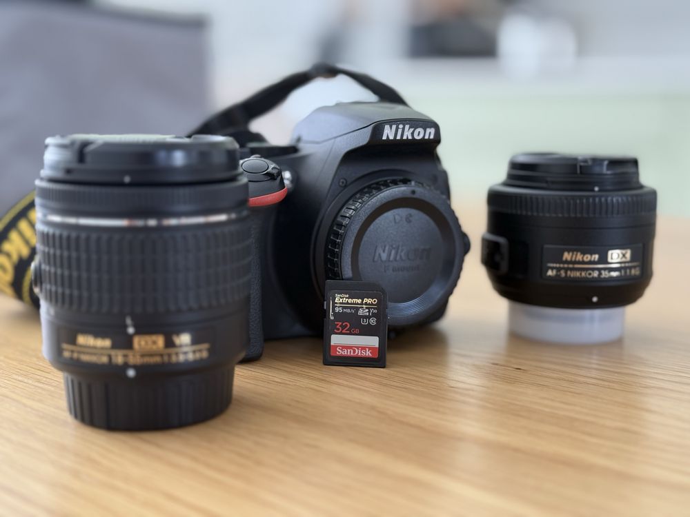 Nikon D5500 + lente do kit + lente 35mm (AF com defeito)