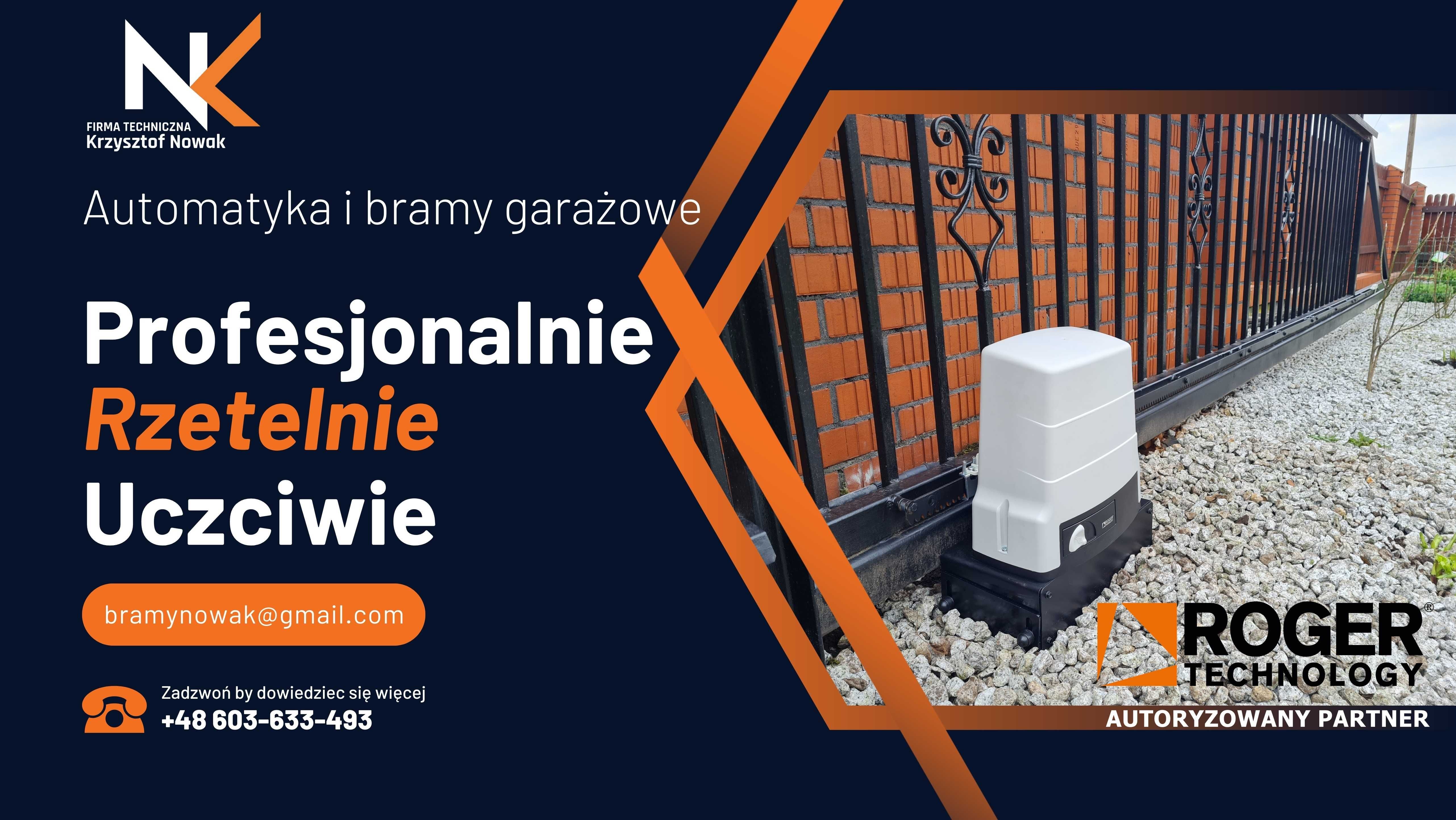 Napęd bramy skrzydłowej ROGER BE20/210/L do 2,8m silnik bezszczotkowy