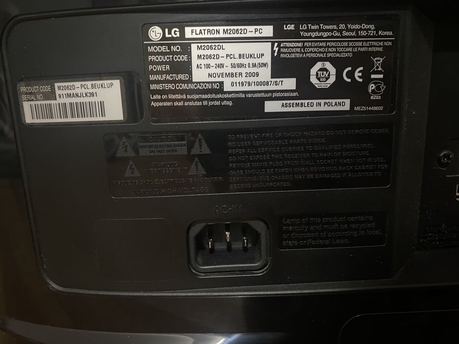 Monitor LG M2062D-PC