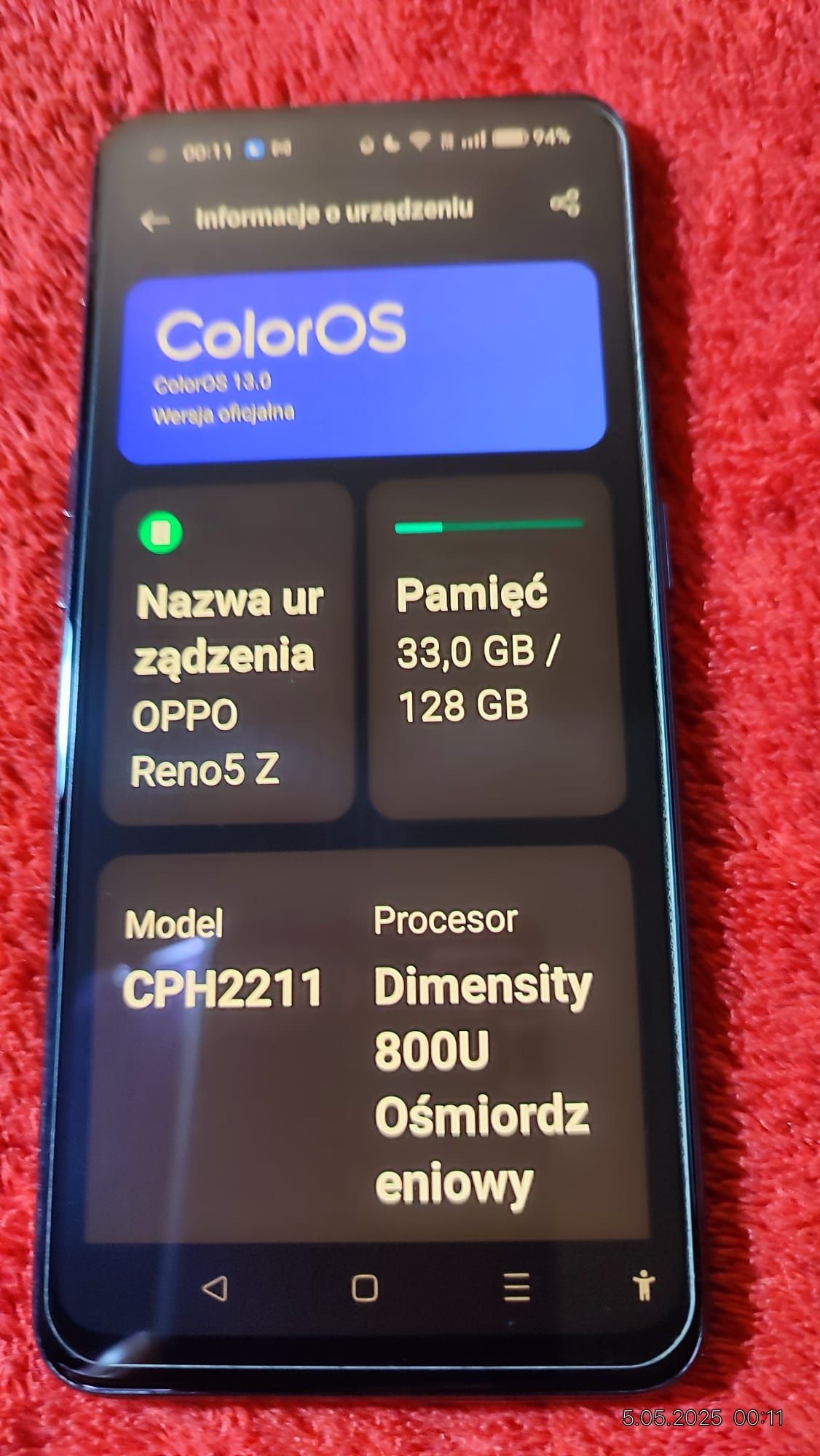 Smartfon Oppo Reno 5Z 5g. 8+8/128GB.st.j.Nowy.