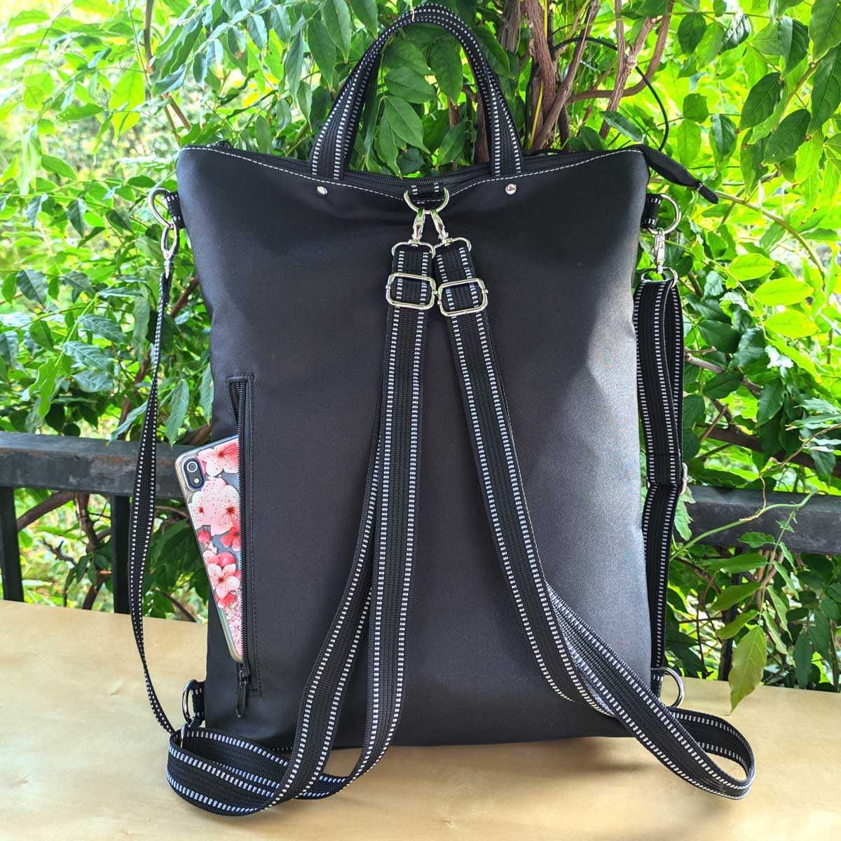 Plecak-torba 3w1 wodoodporna Obsidian Cat handmade