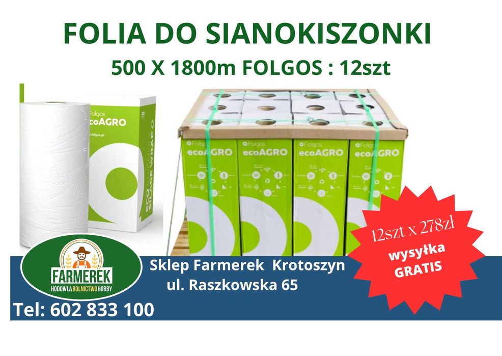 Folia do sianokiszonki 500x1800m - 12 szt /wysyłka gratis