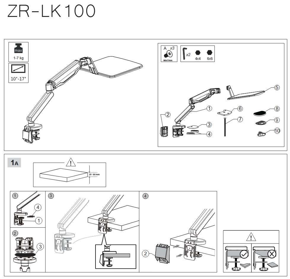 Ramię / uchwyt / półka na laptopa Zu-Arm ZR-LK100 (biały)